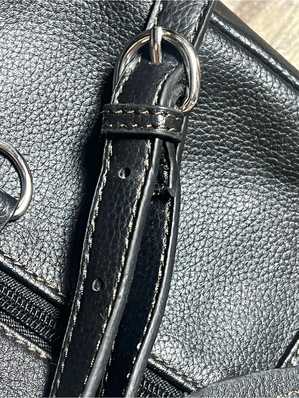 Jaclyn Smith Black Pebbled Leather Small Crossbody Hobo Purse